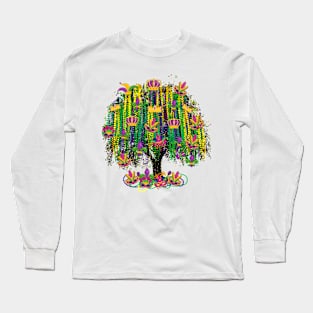 Watercolor Mardi Gras Bead Tree Long Sleeve T-Shirt